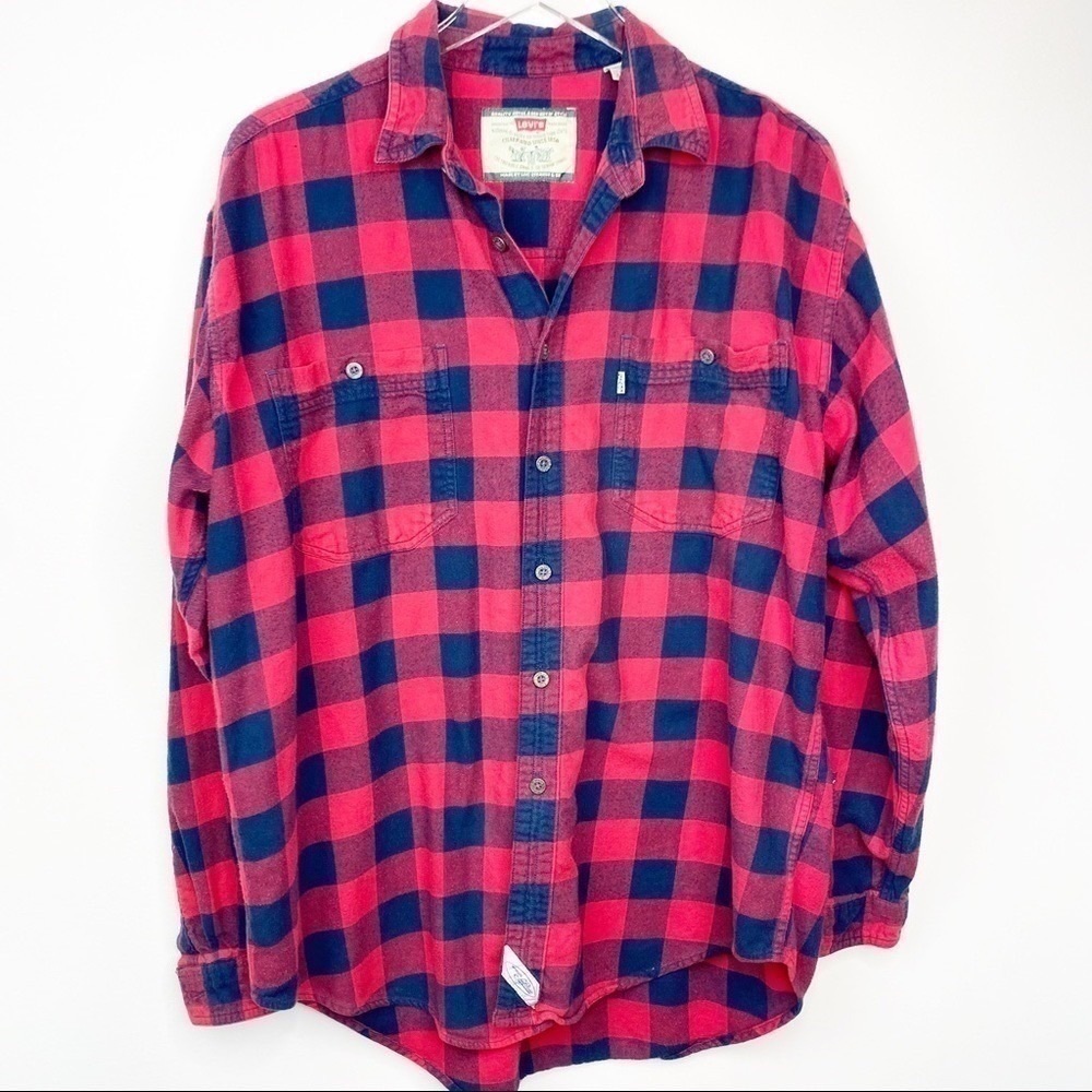 LEVI’S Vintage Plaid Buffalo Check Long Sleeve Shirt, Large